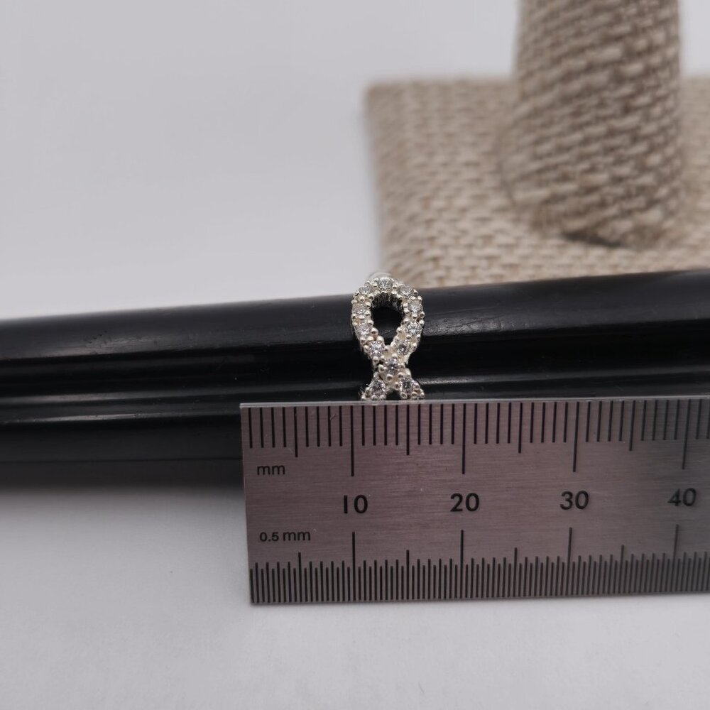 Size 6 Sterling Silver Cubic Zirconia Infinity Symbol Ring A2525 - Picture 8 of 9